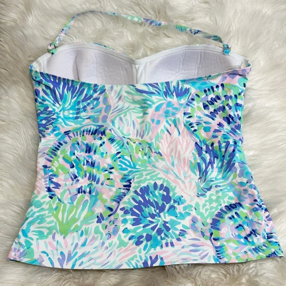 Lilly Pulitzer Womens Flamenco Tankini Top Size 12 Halter Swimsuit Beach Resort